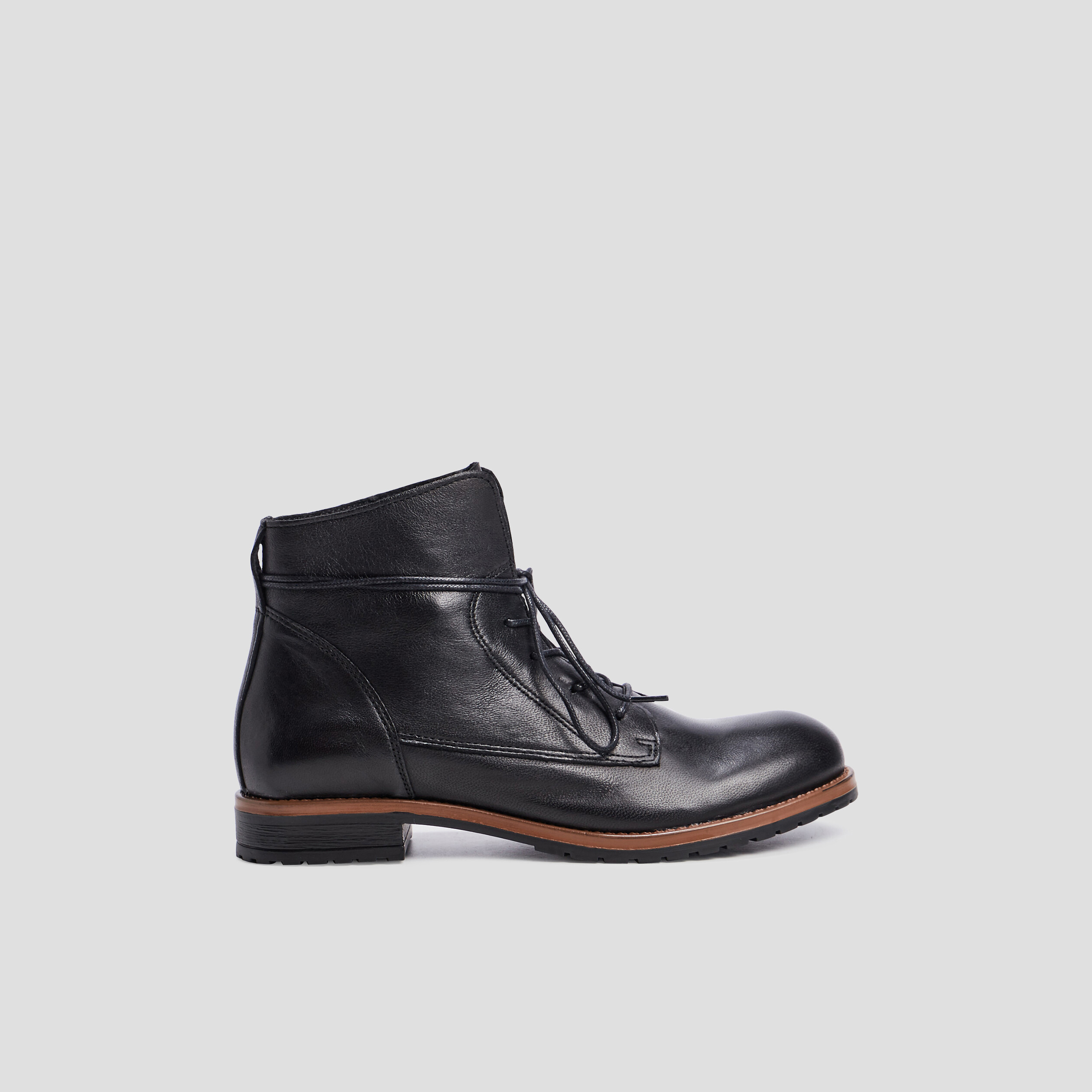 Bottines cuir à lacets noir femme | La Halle