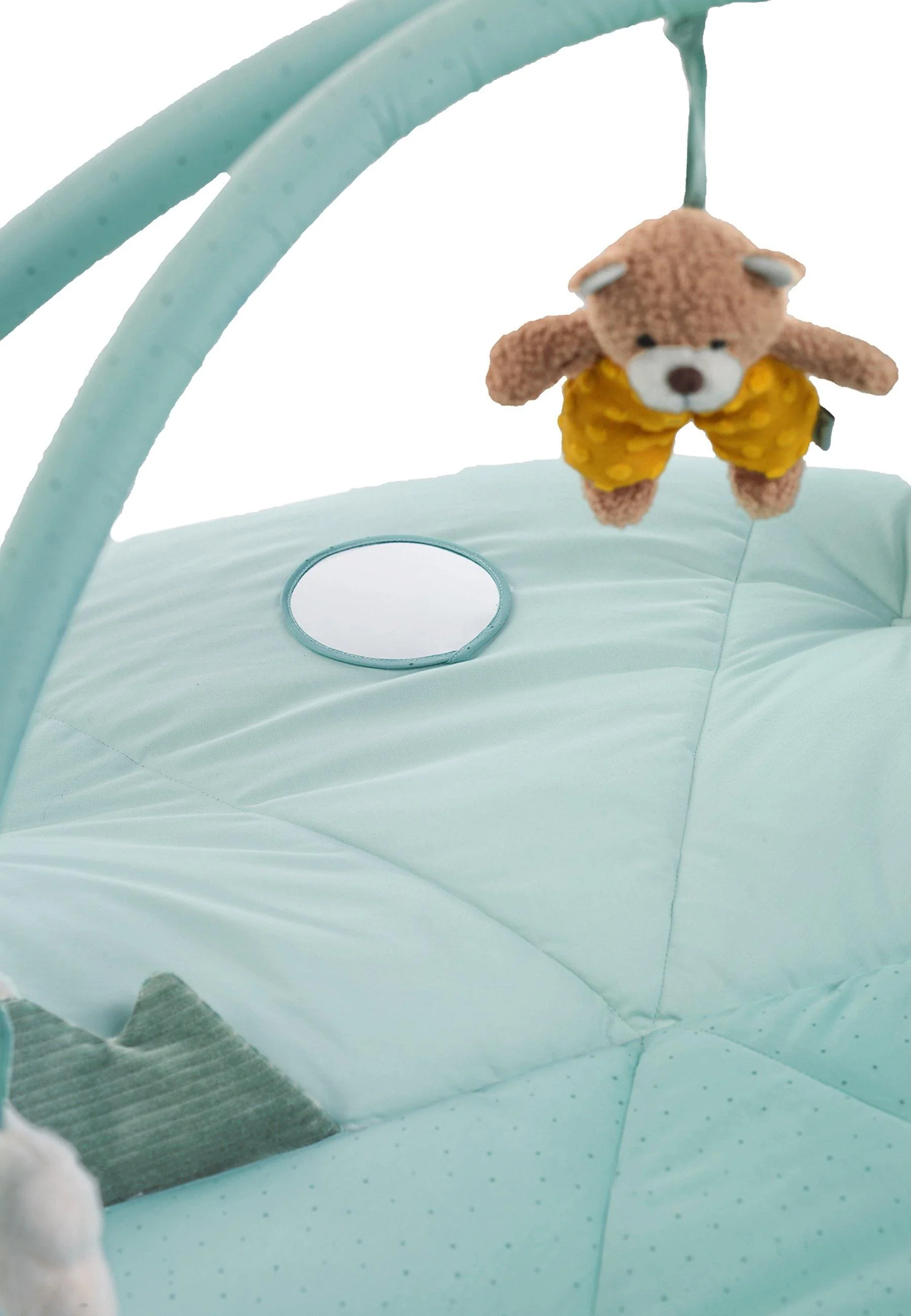 Spielbogen Bär Ben in Türkis mit Krabbeldecke rund