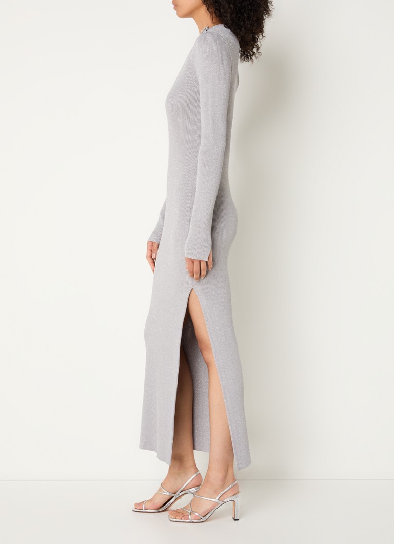 Fabienne Chapot Lollipop ribbed knit maxi dress with lurex and slit