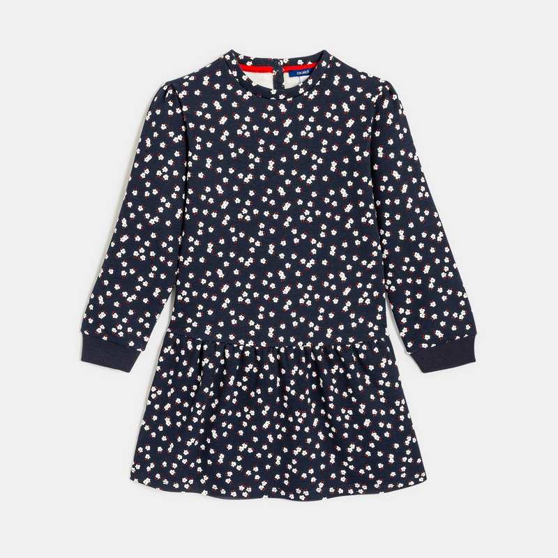 Robe imprimée en molleton bleue fille