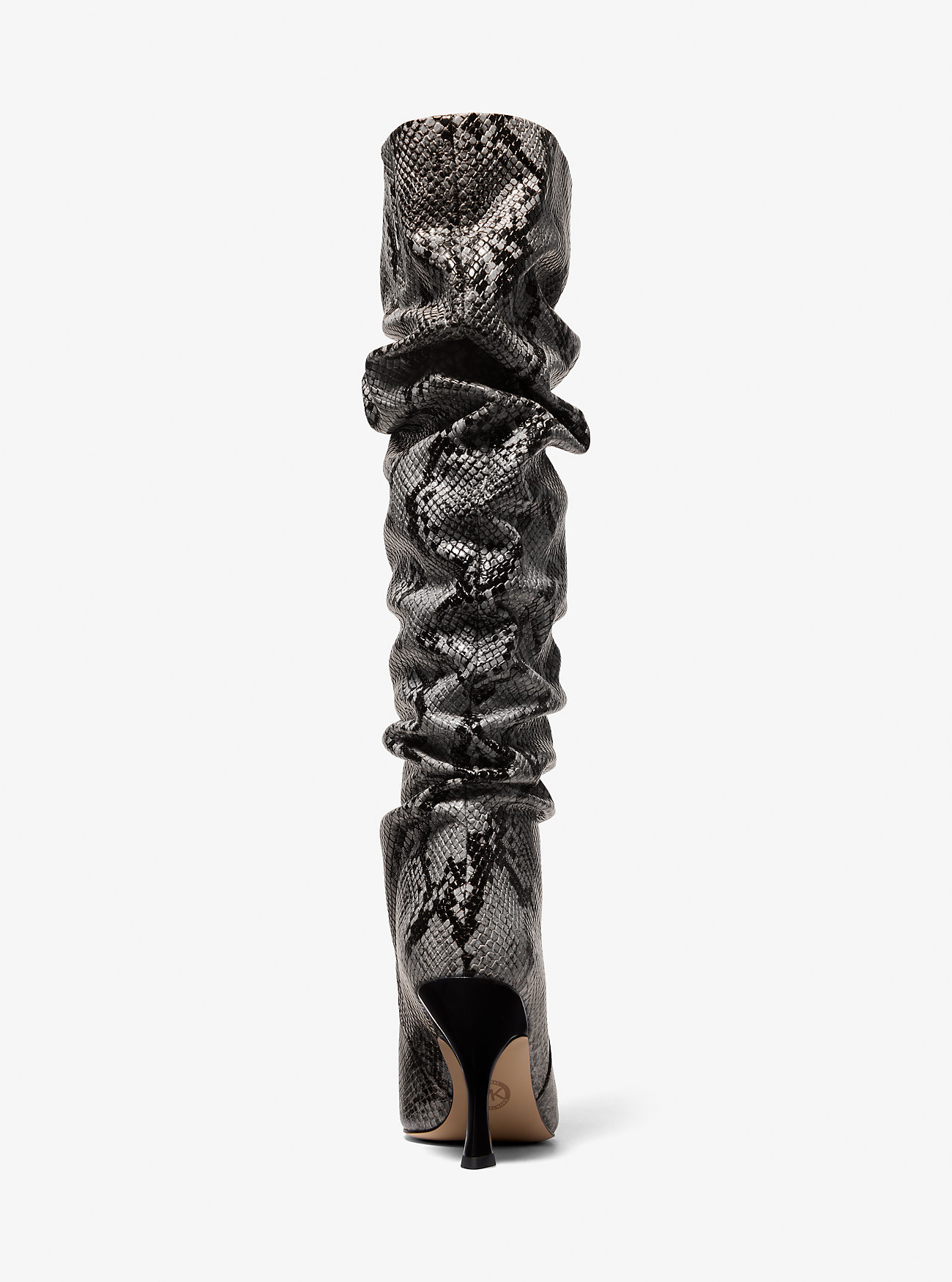 Luna Snake Embossed Leather Boots - QUARRY GRÅ