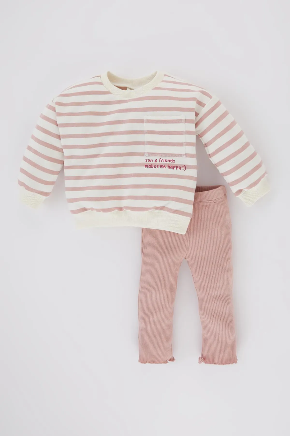 DeFacto  Mädchen Baby Gestreiftes Sweatshirt Strumpfhose 2-teiliges Set B9222a524sp