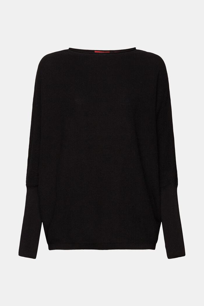 Rippstrickpullover mit Fledermausärmeln