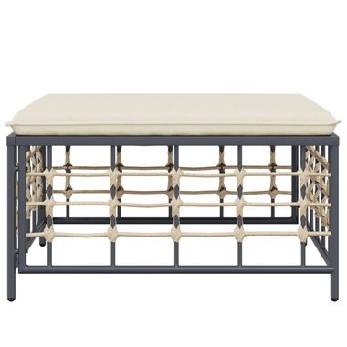 vidaXL Loungesofa Gartenhocker mit Beige Kissen Poly Rattan, 1 Teile
