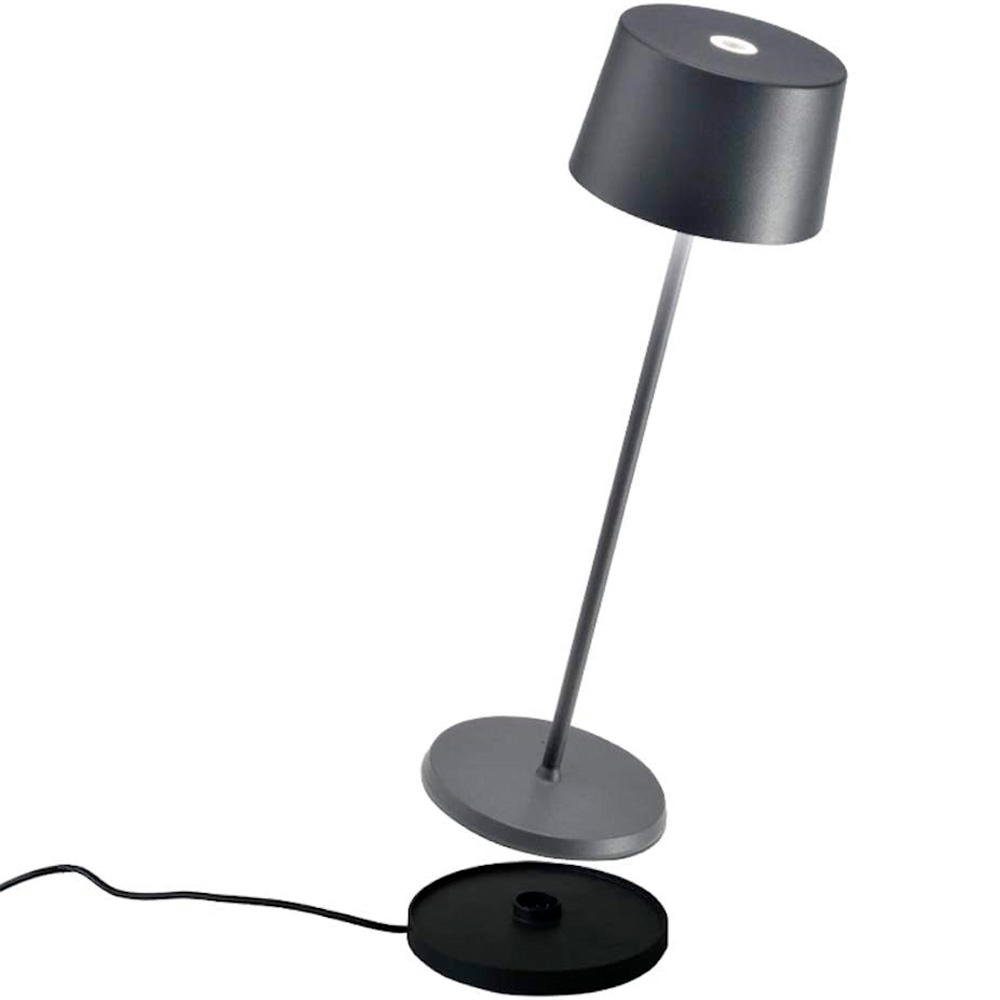 Zafferano LED Tischleuchte LED Akkutischleuchte Olivia Pro 2,2W 150lm 3000K IP65 in Dunkelgrau, keine Angabe, Leuchtmittel enthalten: Ja, fest verbaut, LED, warmweiss, Tischleuchte, Nachttischlampe, Tischlampe
