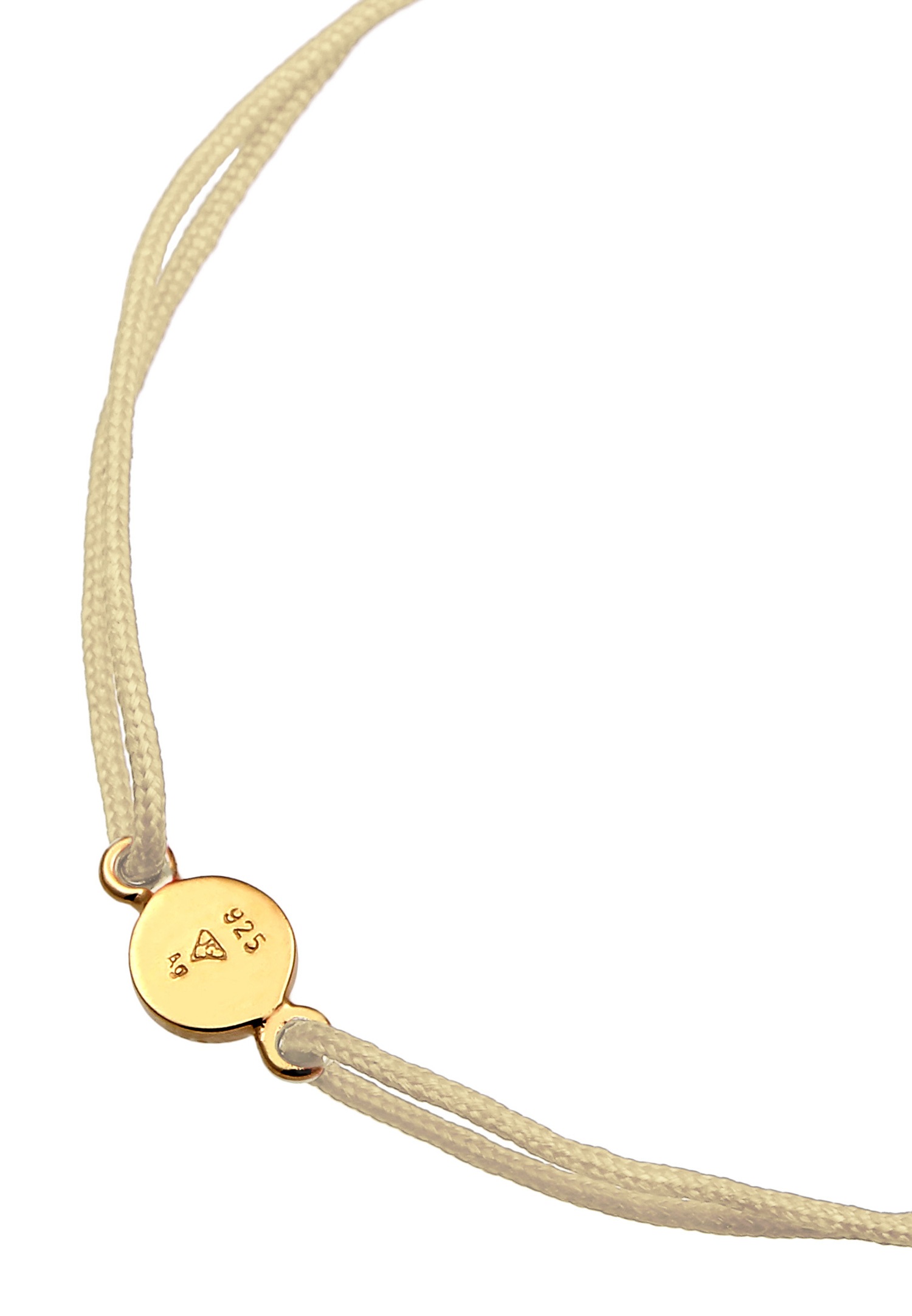Pulsera Elli Elli sin piedras para mujer, placa de nailon rosa, plata de ley 925 chapada en oro, verano/playa, oro, 16 cm