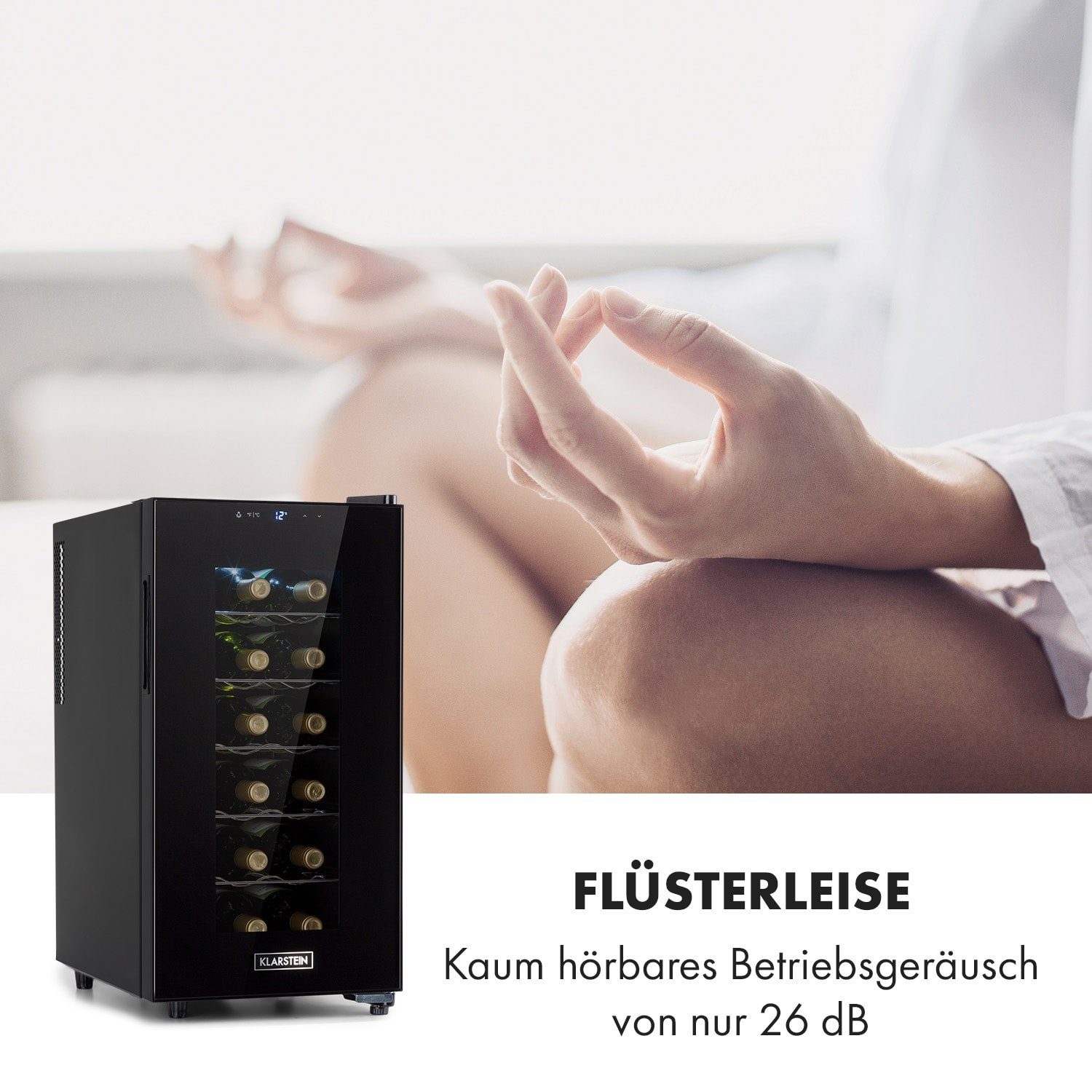 Klarstein Weinkühlschrank Bellevin 18 Uno, für 18 Standardflaschen á 0,75l,Wein Flaschenkühlschrank Weintemperierschrank Weinschrank Kühlschrank