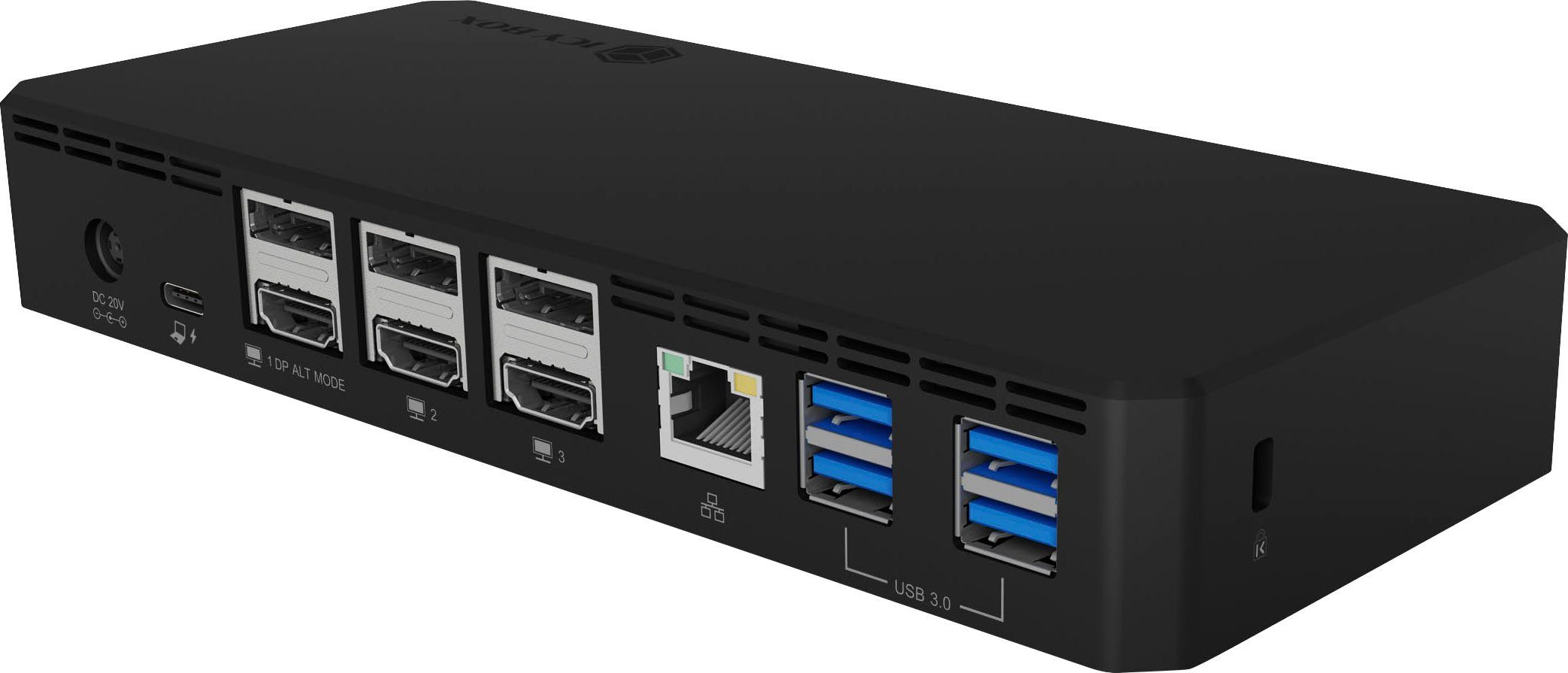 ICY BOX Laptop-Dockingstation ICY BOX USB Type-C DockingStation, mit dreifacher Videoausgabe