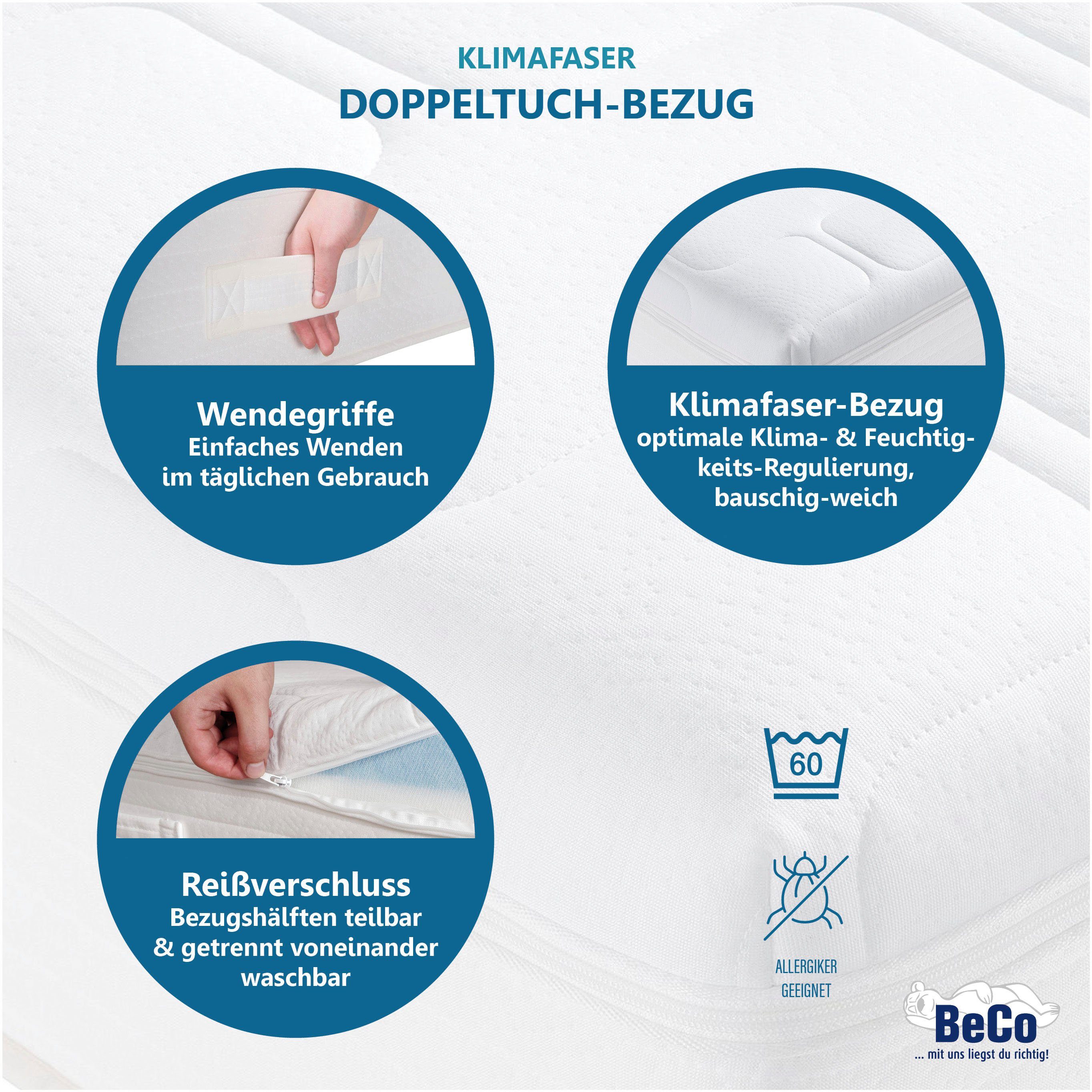 Taschenfederkernmatratze Royal Komfort Gel, Beco, 26 cm hoch, Matratze in 90x200 cm und weiteren Größen erhältlich, Wendematratze