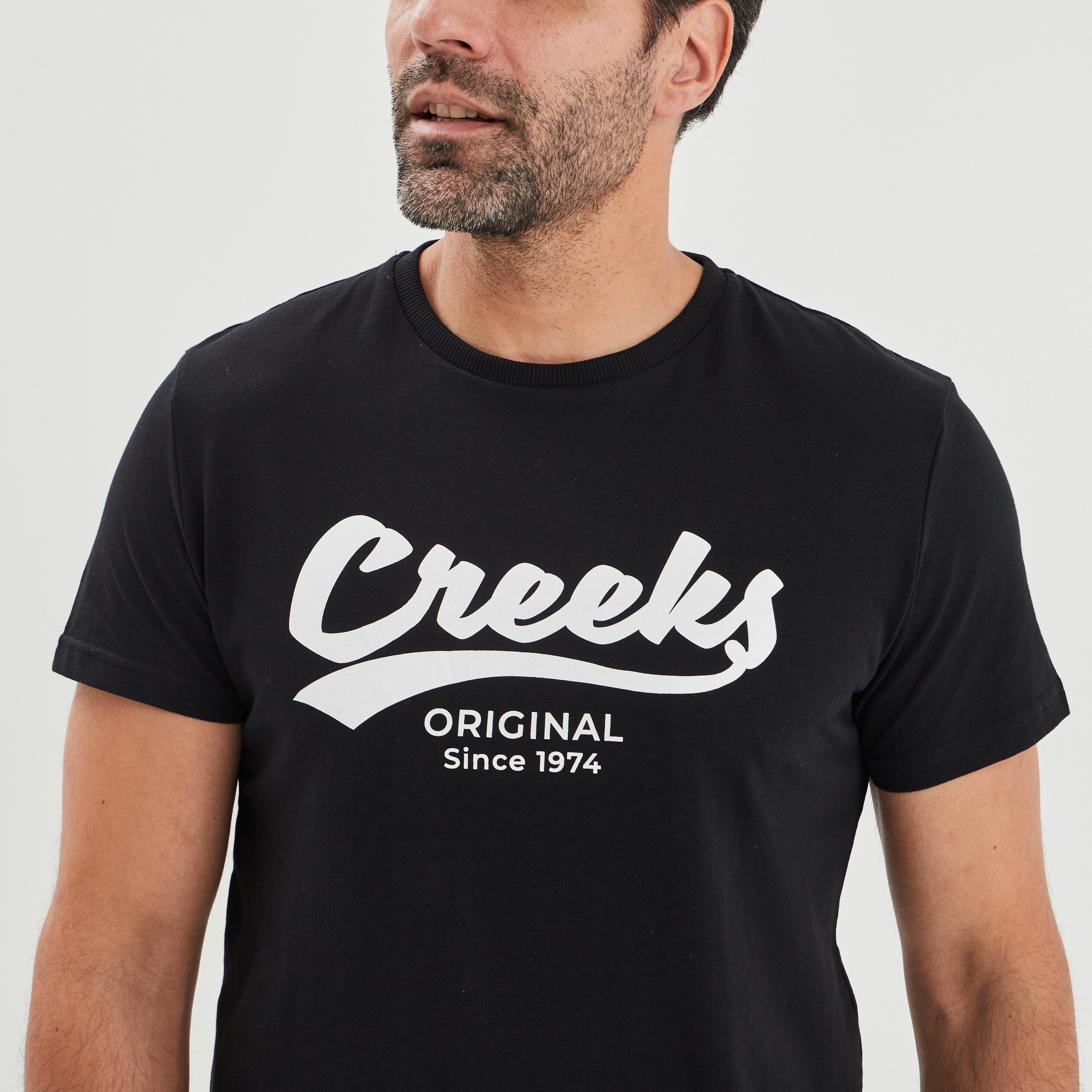 T-shirt manches courtes Creeks noir homme | La Halle