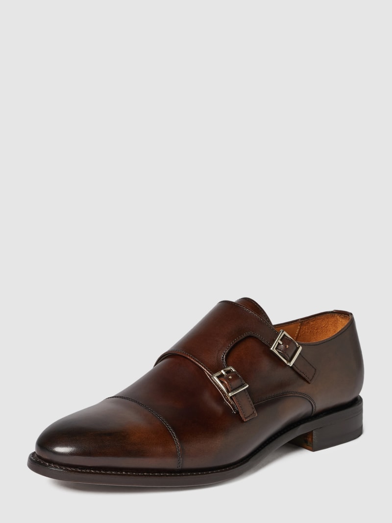 Double Monk Straps aus Leder in dunkelbraun