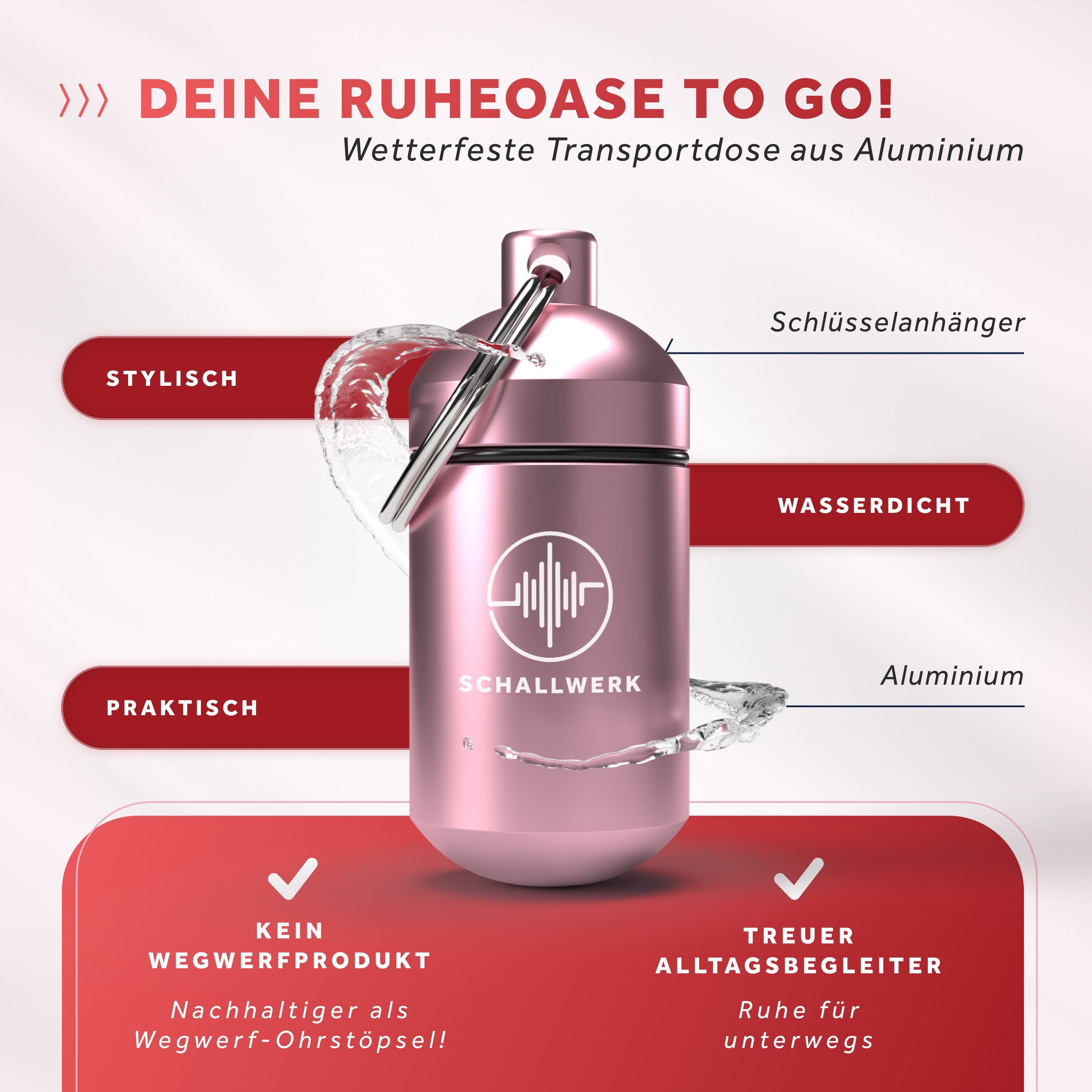 Schallwerk Gehörschutzstöpsel SCHALLWERK ® Women+ Gehörschutz Ohrstöpsel speziell für Frauen
