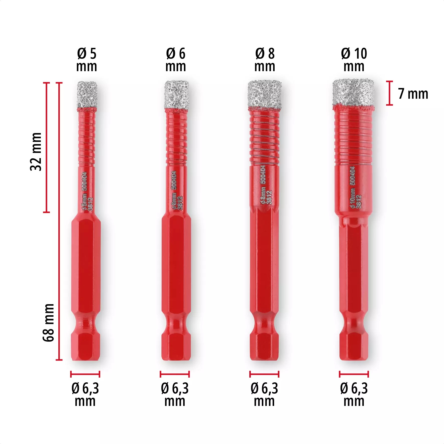 Zestaw wierteł diamentowych Einhell 49500404, 4 sztuki, w etui XS