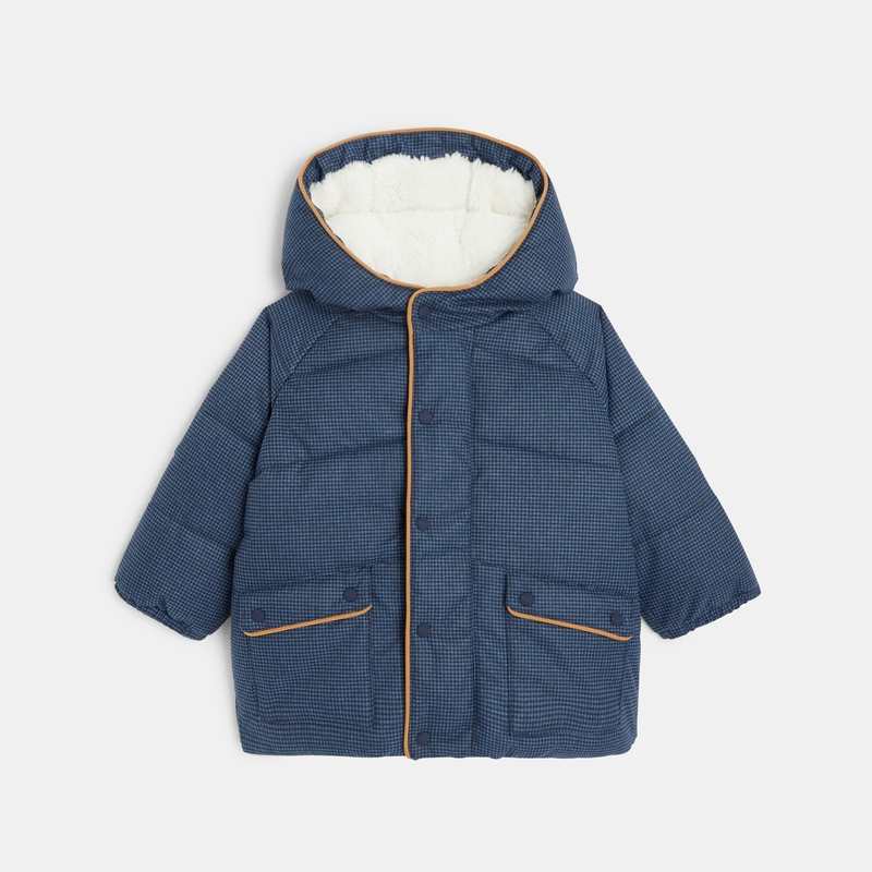 Manteau matelassé imprimé pied de puce bleu bébé garçon