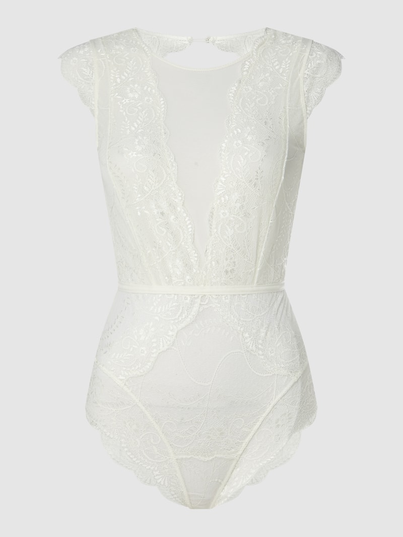 Body mit floraler Spitze in offwhite