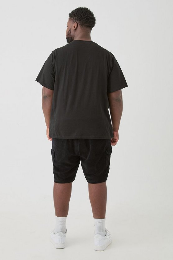Plus Velour Cargo-Shorts mit elastischem Bund