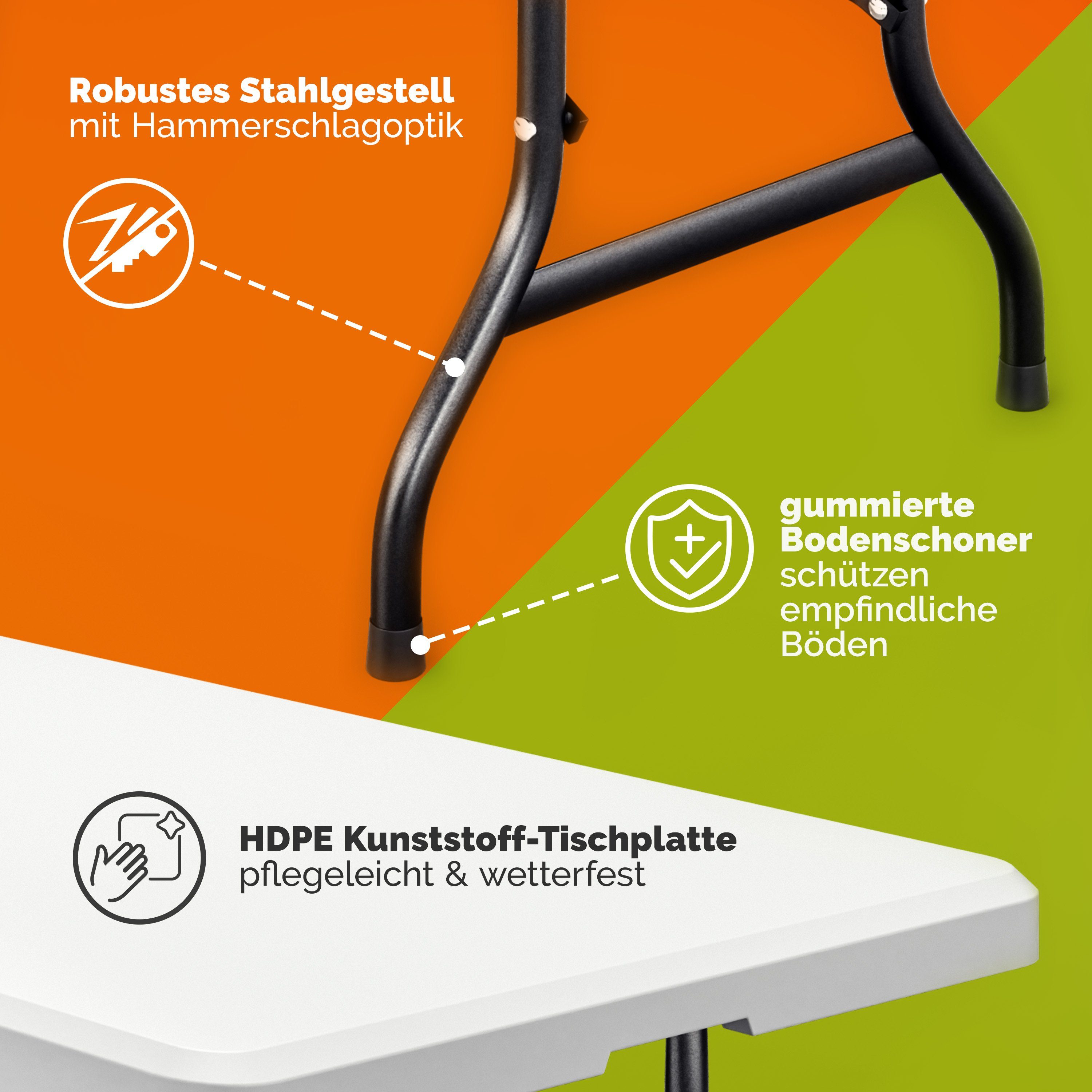 Casaria Klapptisch (2-St), 2x 183x76cm Klappbar Wetterfest Tragbar Garten Camping Balkon Tisch