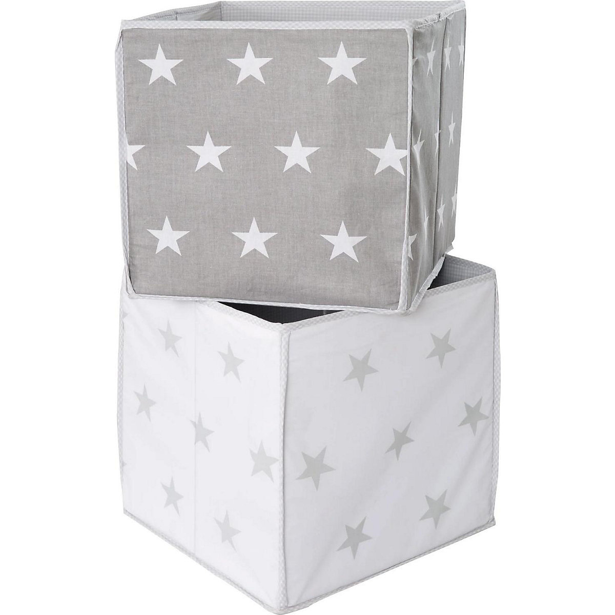 Aufbewahrungsbox Little Stars, grau mit weißen Sternen, 34x34x34 cm