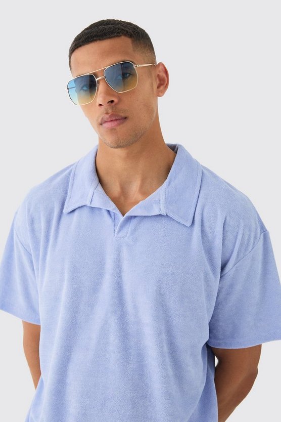 Oversize Frottee-Poloshirt
