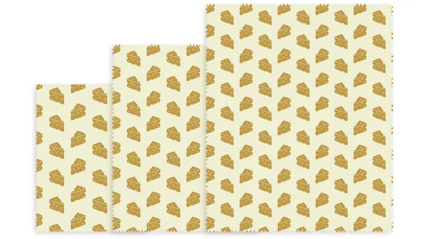 nuts Bienenwachstuch Käsedekor, 3 Stück