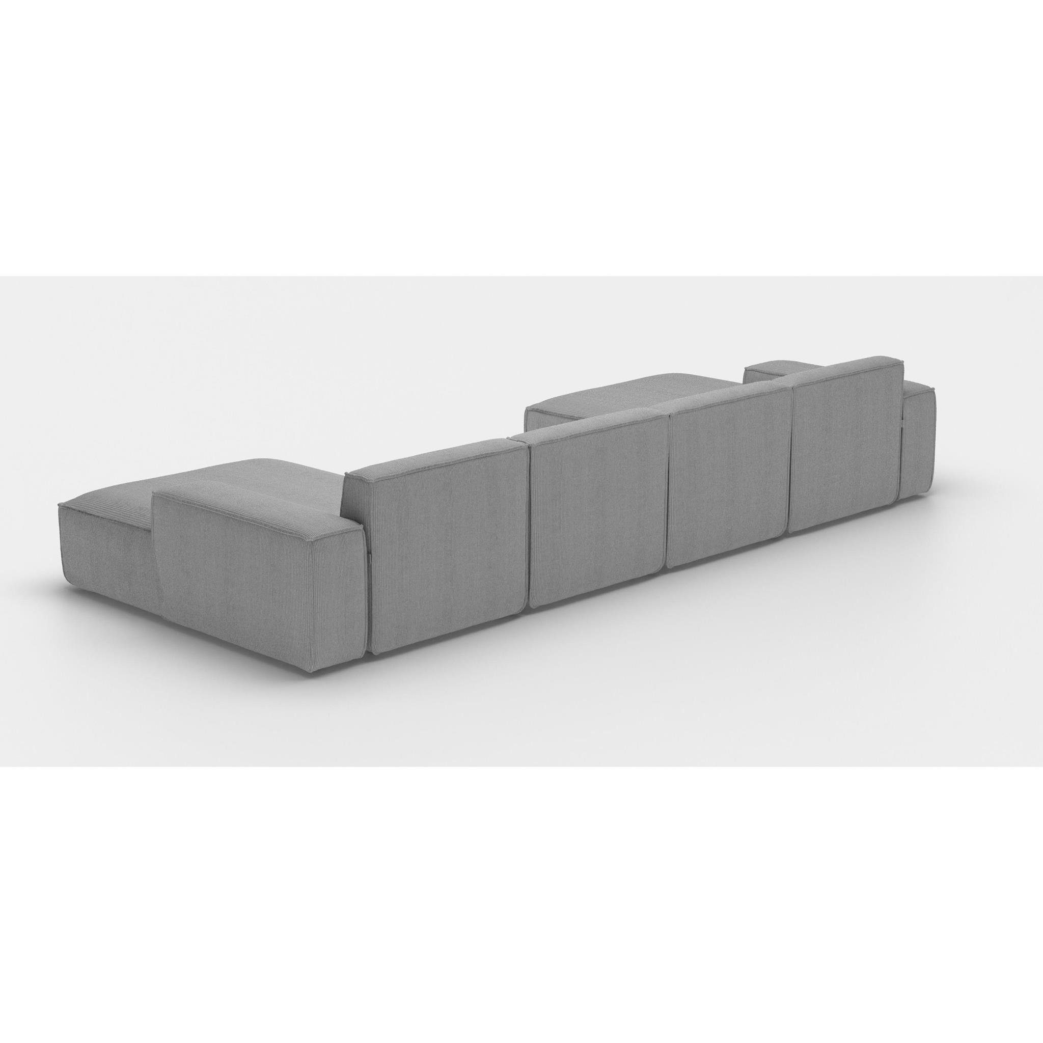 Beautysofa Ecksofa Lugano U large, 379 cm Ecke im modernes Stil, Velour oder Cord-Bezug, mit Wellenunterfederung, mit breite Armlehnen