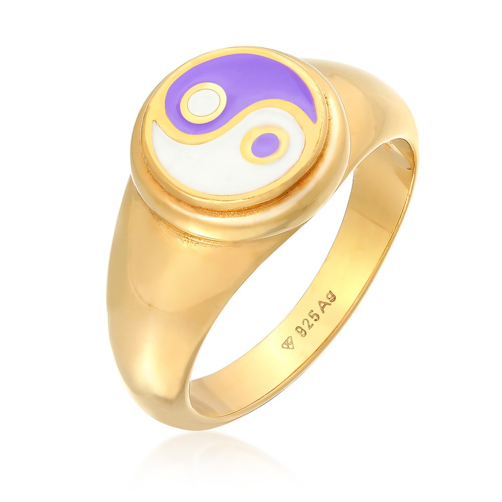 Elli Elli Bague Femmes Sceau Yin-Yang Symbole Tendance avec Émail en Argent Sterling 9 Bague