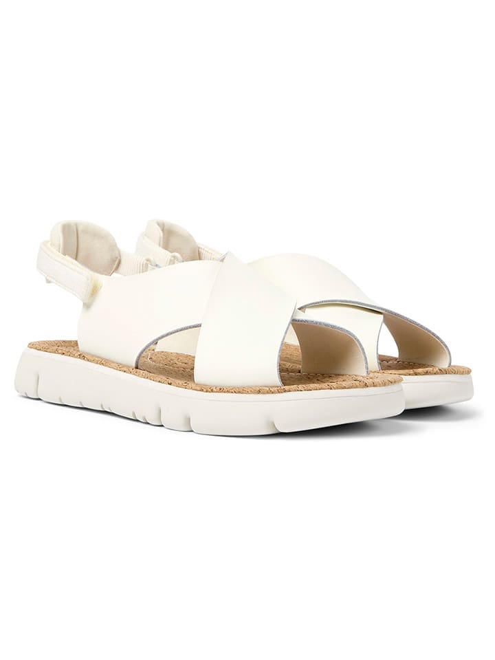 Camper Leder-Sandalen in Weiß günstig kaufen