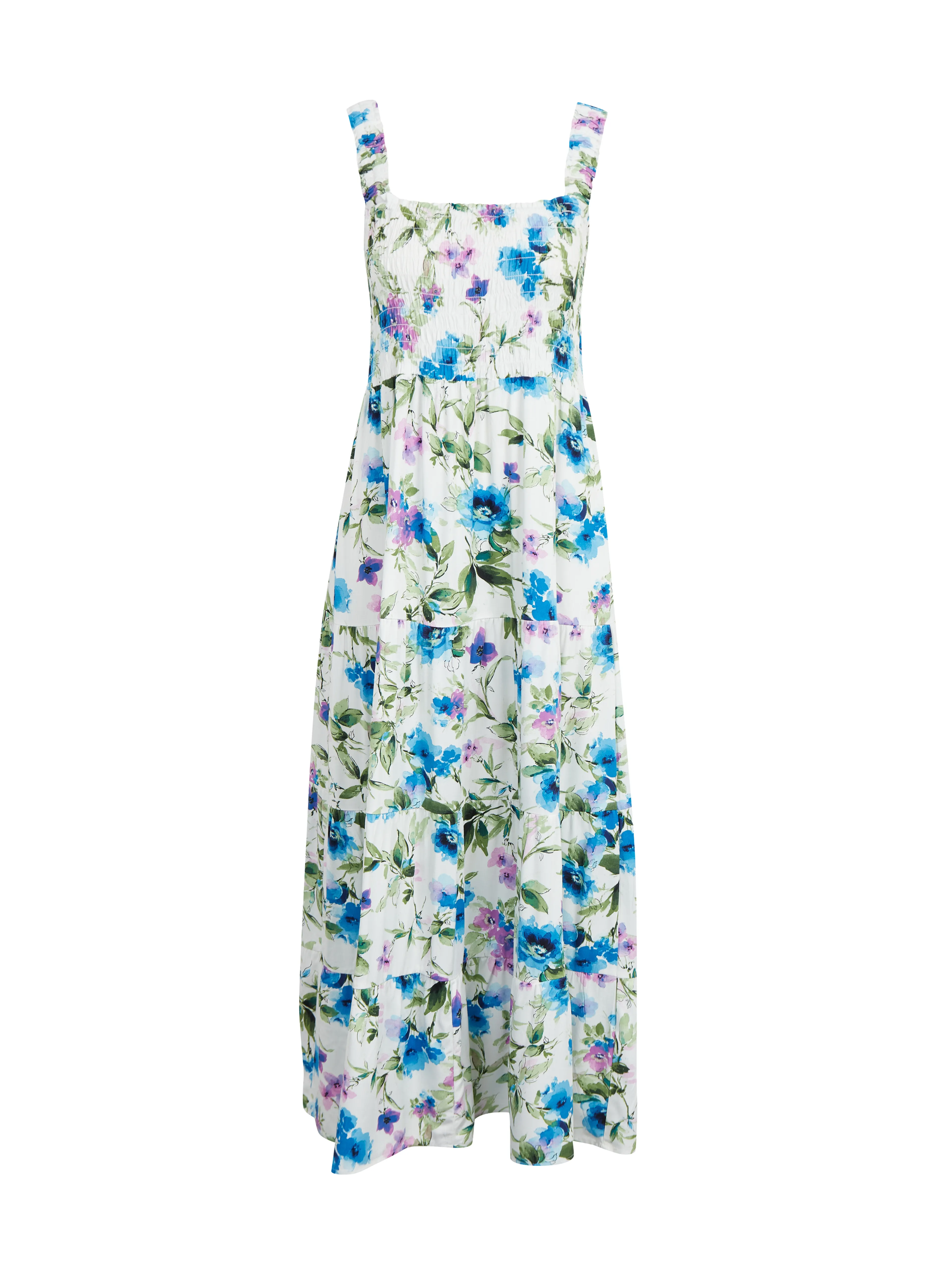 Blau- und cremefarbenes geblümtes Damenkleid ORSAY