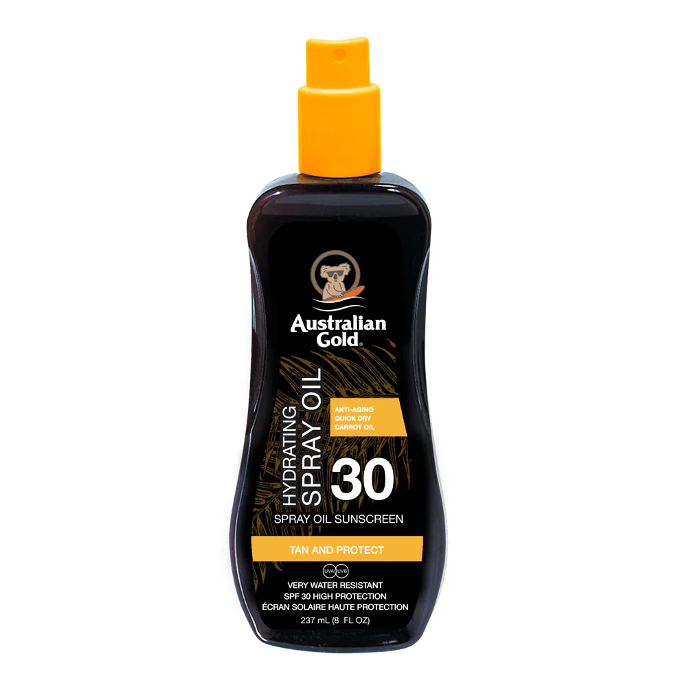 SPF30 naptej spray sárgarépával - Magas védelemmel ellátott testápoló napolaj.