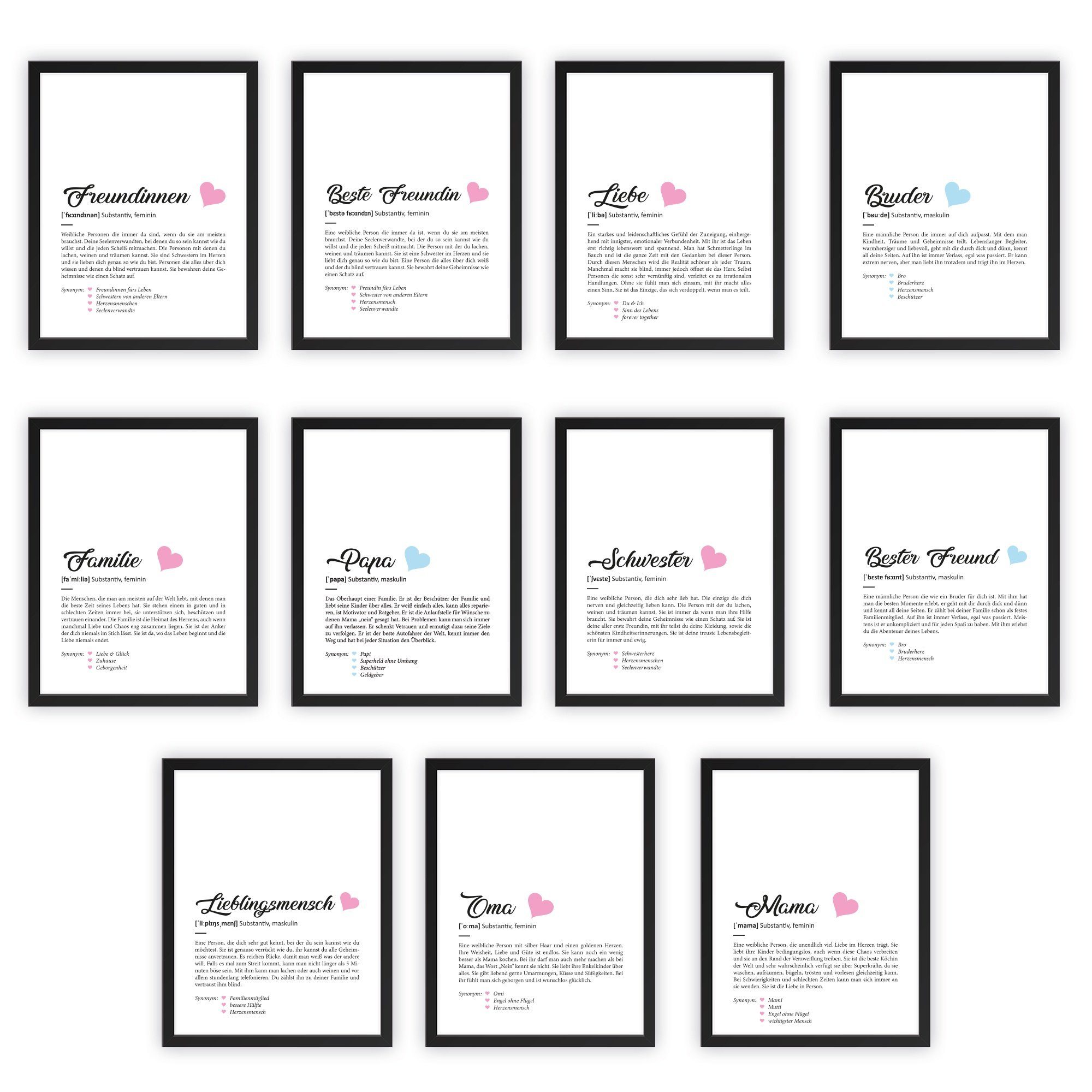 GRAVURZEILE Poster Definition Poster, Kunstdrucke auf DIN A4 Foto-Papier, Beste Freundin Geschenk, Liebevolle Worterklärung im Duden-Format