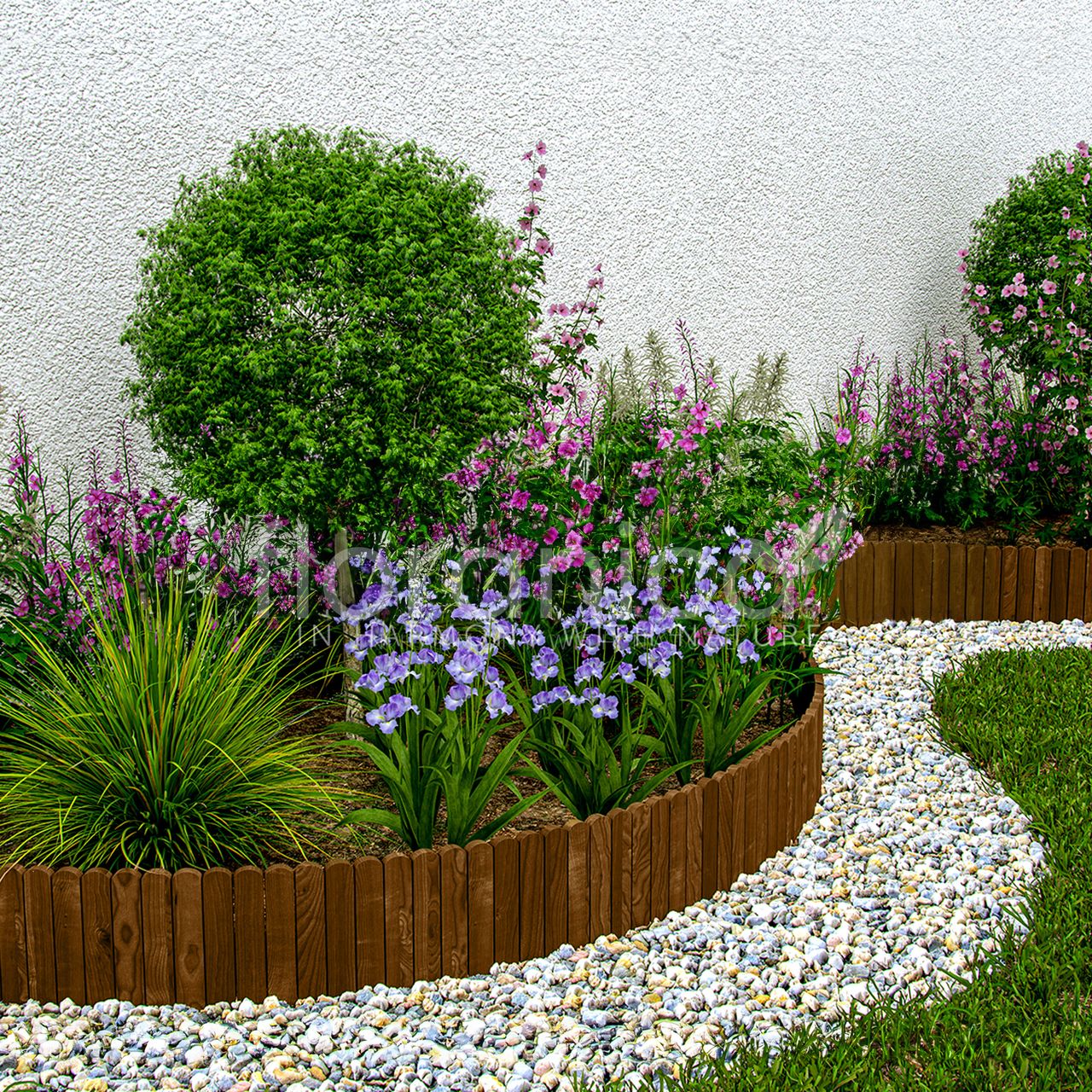 Pemicont Rollborder Flexibler Holzzaun Rolborder Beeteinfassung Rasenkante Gartenzaun