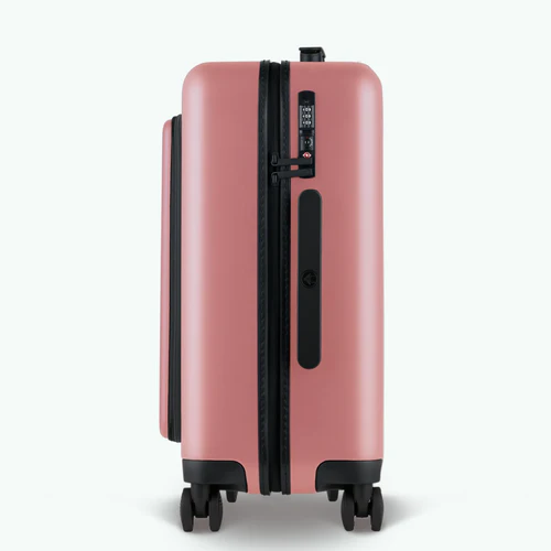 HND 4-wheel hard-shell suitcase, plain pink pouch