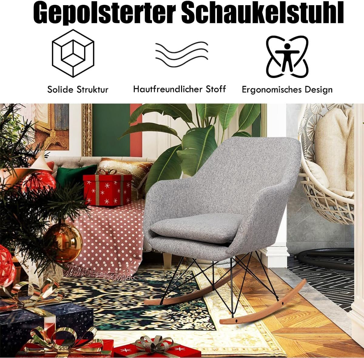 KOMFOTTEU Schaukelstuhl Schwingsessel, mit abnehmbarem Sitzkissen, belastbar bis 120 kg