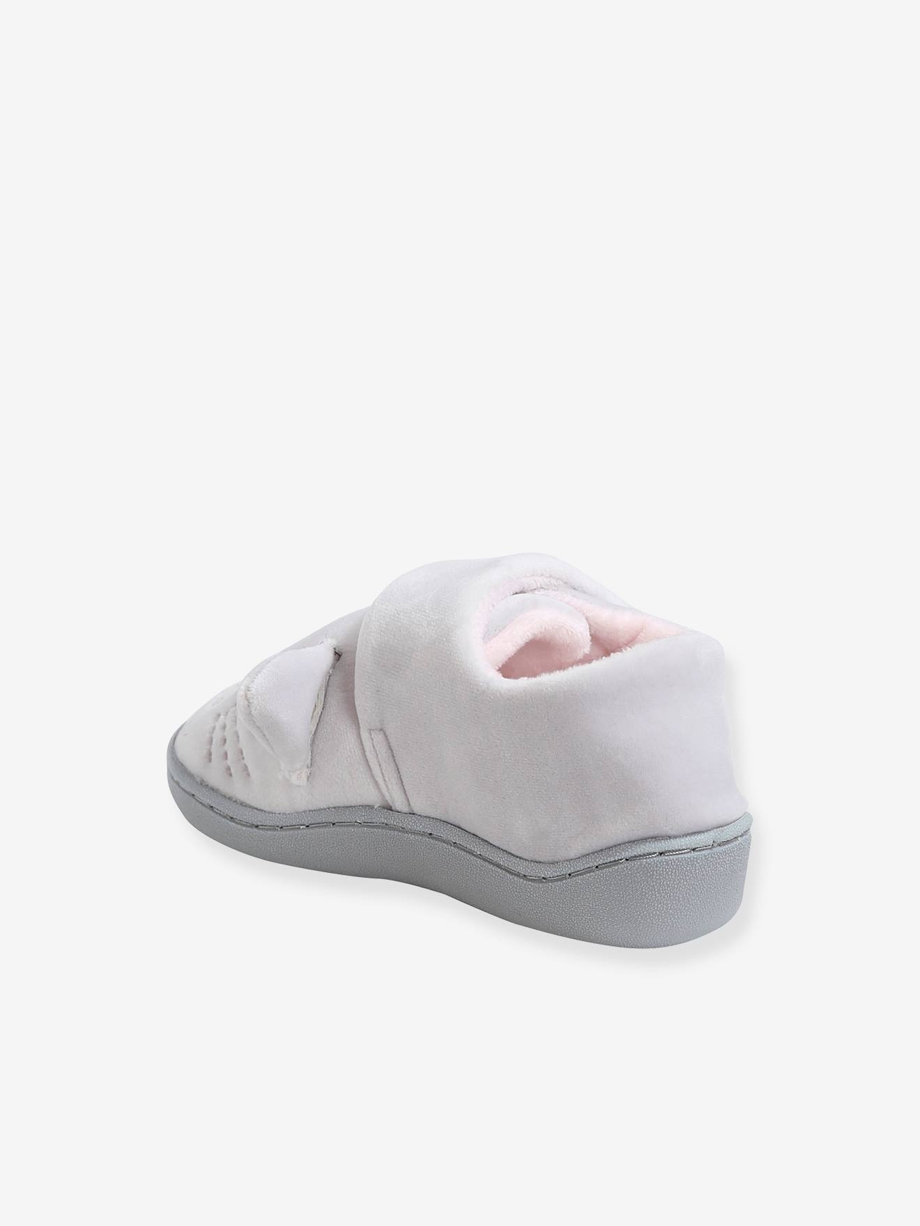 Chaussons esprit peluche bébé fille gris