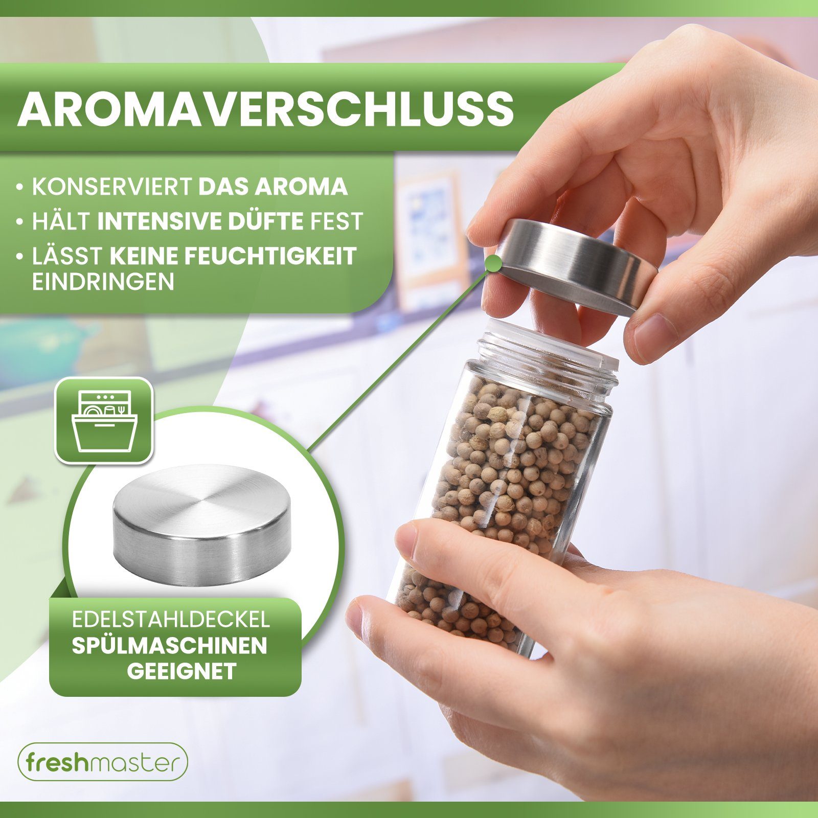 freshmaster Gewürzmühle 24er Set je ca.100 ml Gewürzstreuer, (24 Stück)
