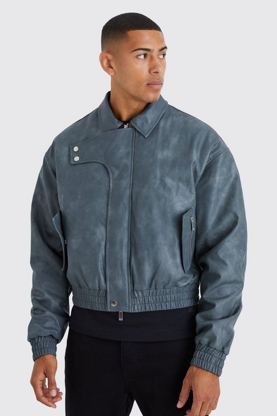 Kastige Bomberjacke mit PU-Detail