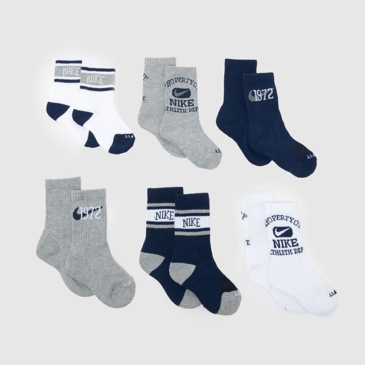 Nike marinblå barnstrumpor i varsity-modell, 6-pack