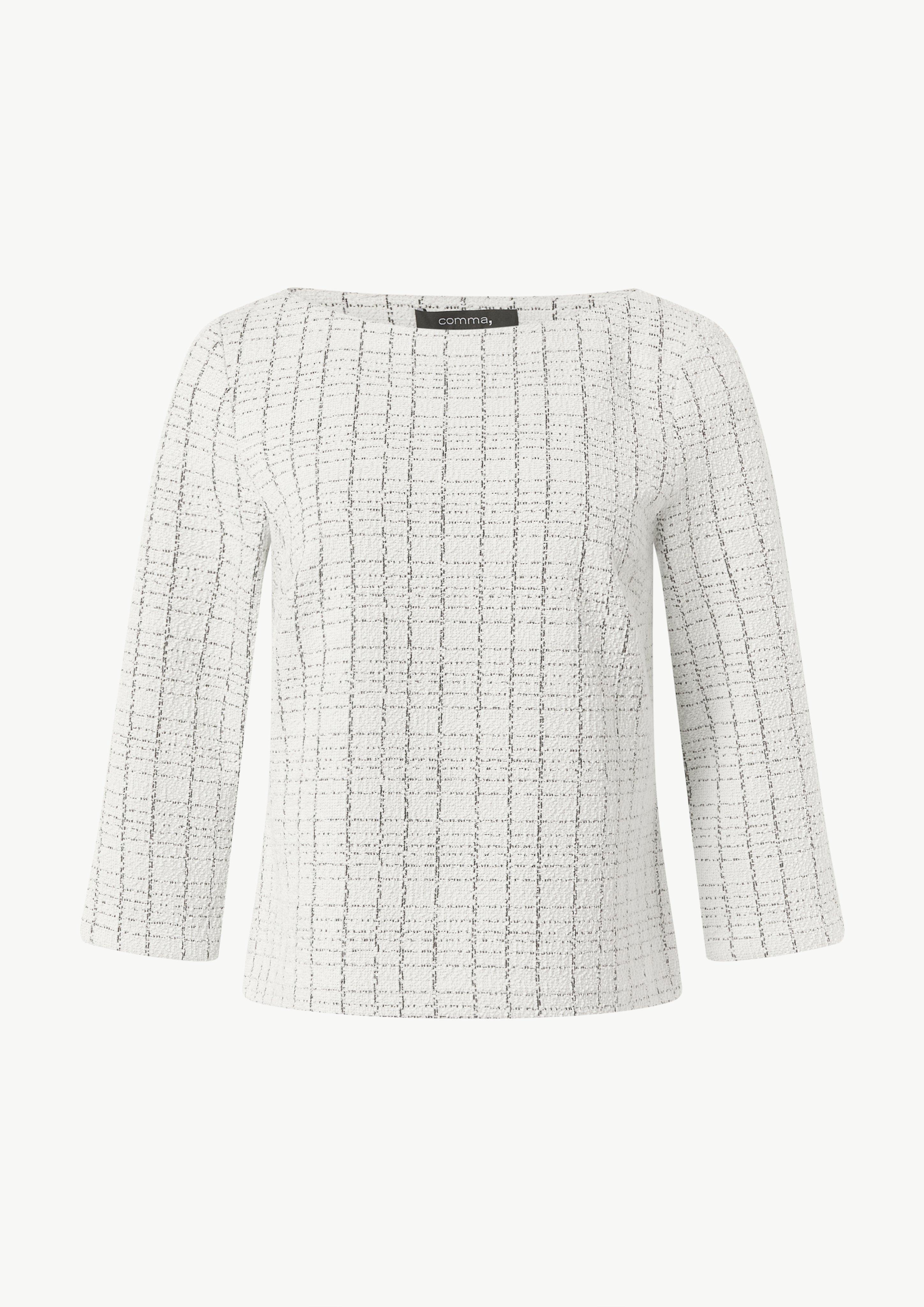 Bouclé-Jerseyshirt mit Metallic-Garn - hellgrau