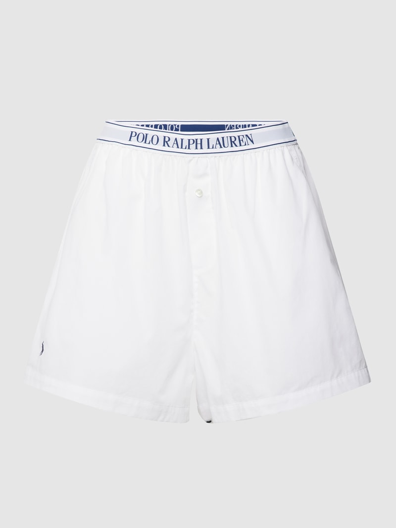 Pyjama-Shorts mit elastischem Logo-Bund in weiß