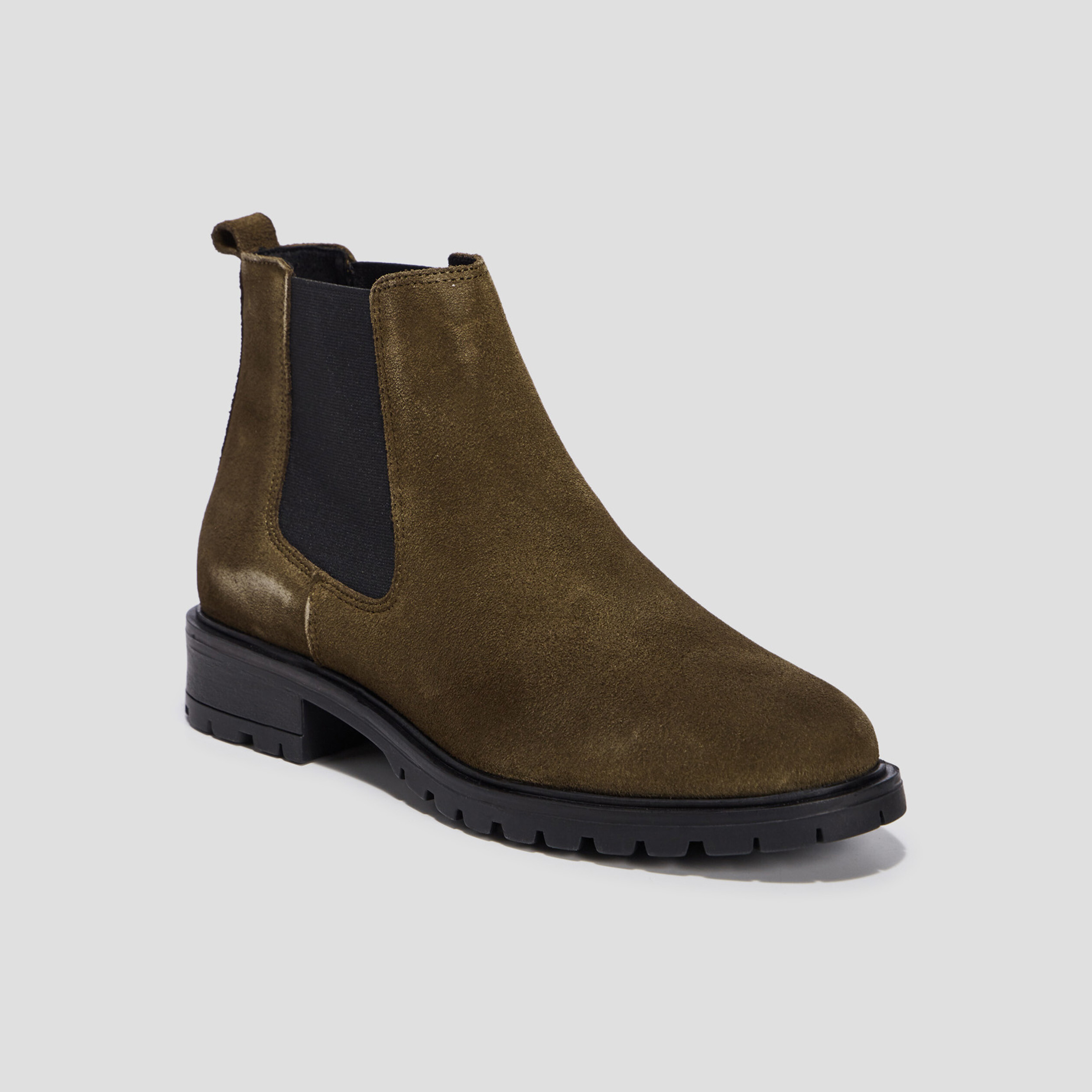 Bottines chelsea en cuir vert kaki femme | La Halle