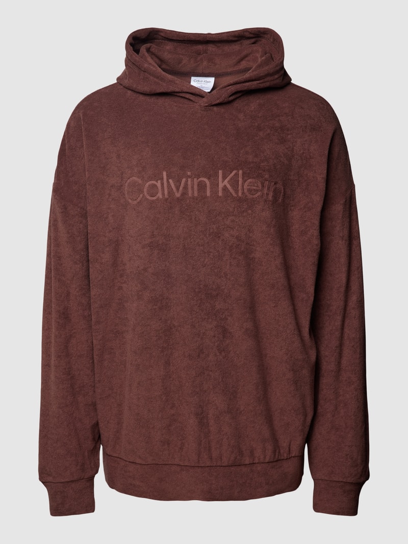 Hoodie aus Frottee Modell 'COZY LOUNGE' in mittelbraun