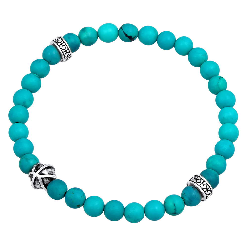 KUZZOI KUZZOI Bracelet Hommes perles avec Howlite en argent sterling 925 Bracelet