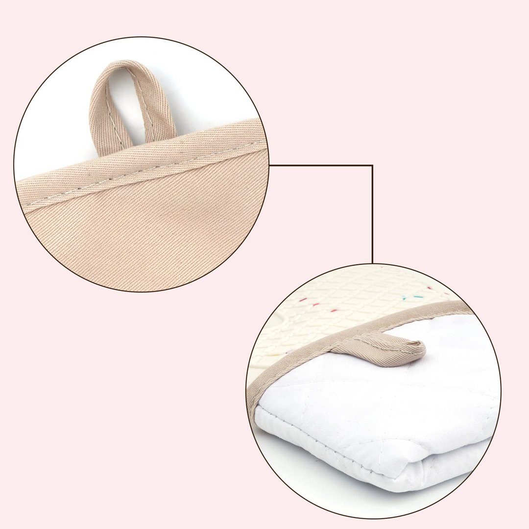 FIDDY Topfhandschuhe Ofenhandschuh- und Topflappenset mit hitzebeständigen, (Silikonofenhandschuhen und einem Hitzeschutz, 1-tlg), geeignet für das Kochen und bestehend aus einem Set mit 3 Teilen.