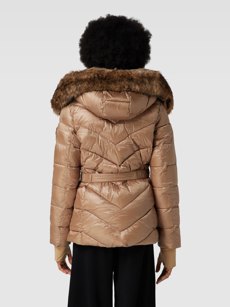 Steppjacke mit Kunstfellbesatz in gold