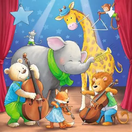 Kinderpuzzle ab 5 Jahren - Tiere auf der Bühne - 49 Teile