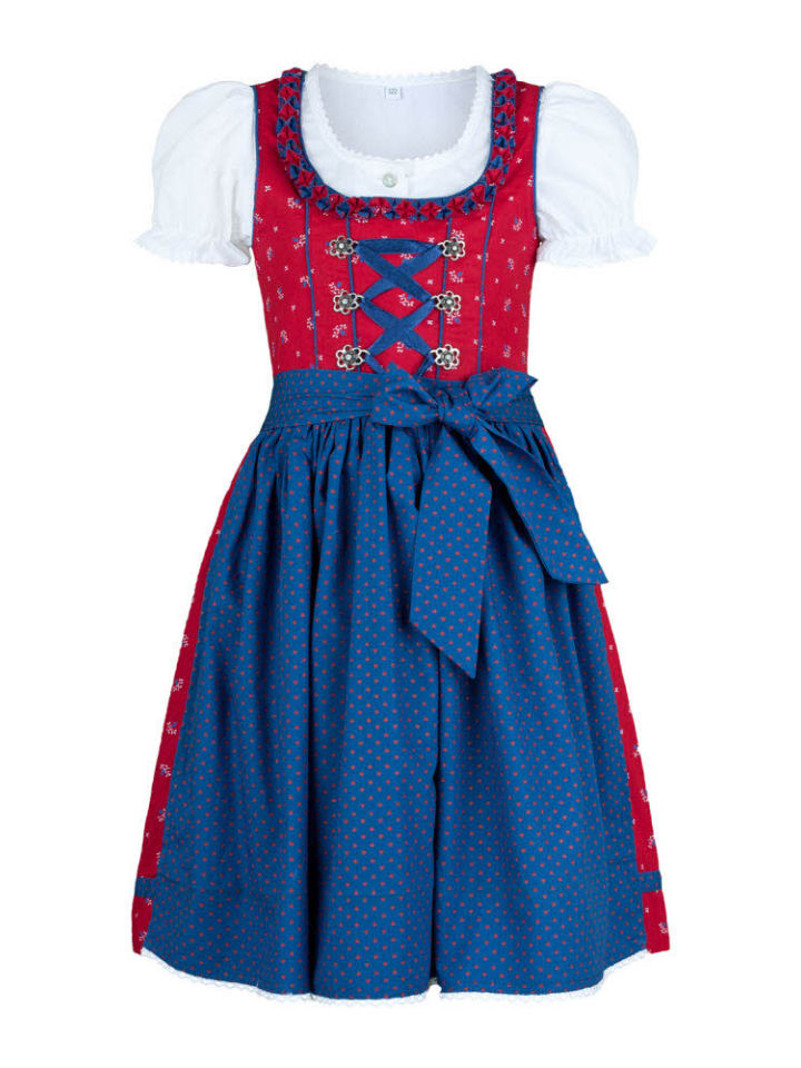 Nübler Kinderdirndl 3-teilig Emilia in Rot-Blau günstig kaufen