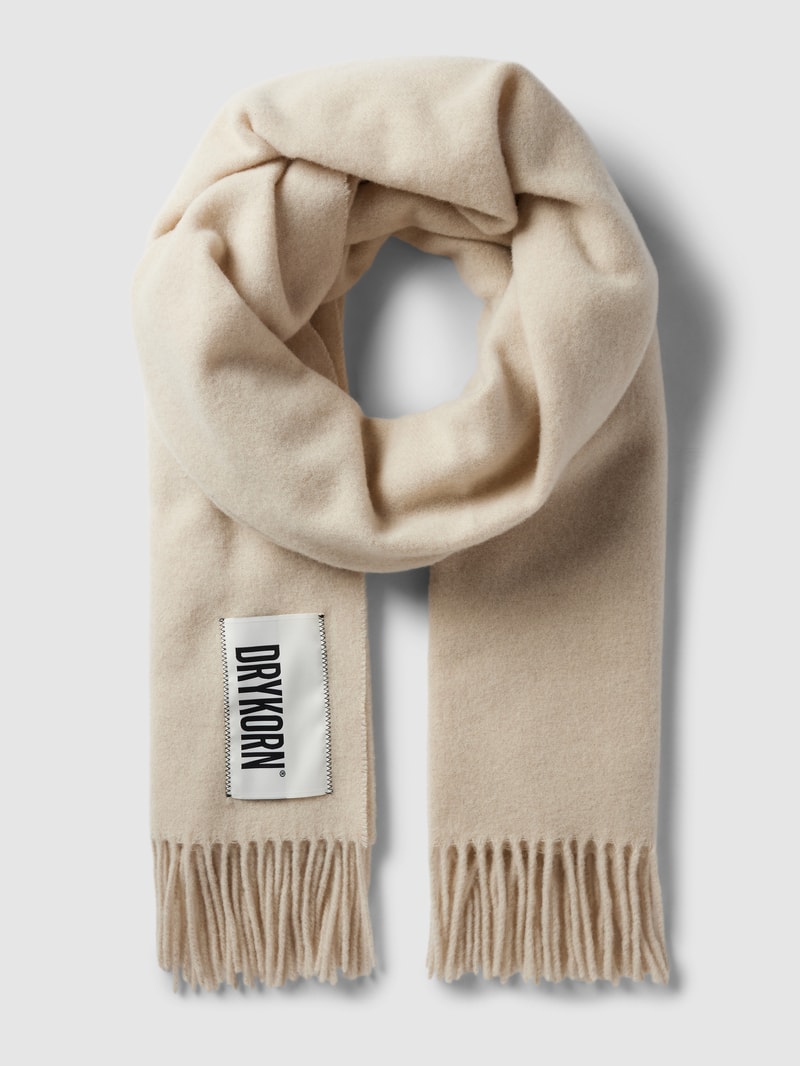 Schal mit Label-Patch Modell 'GAZE' in beige