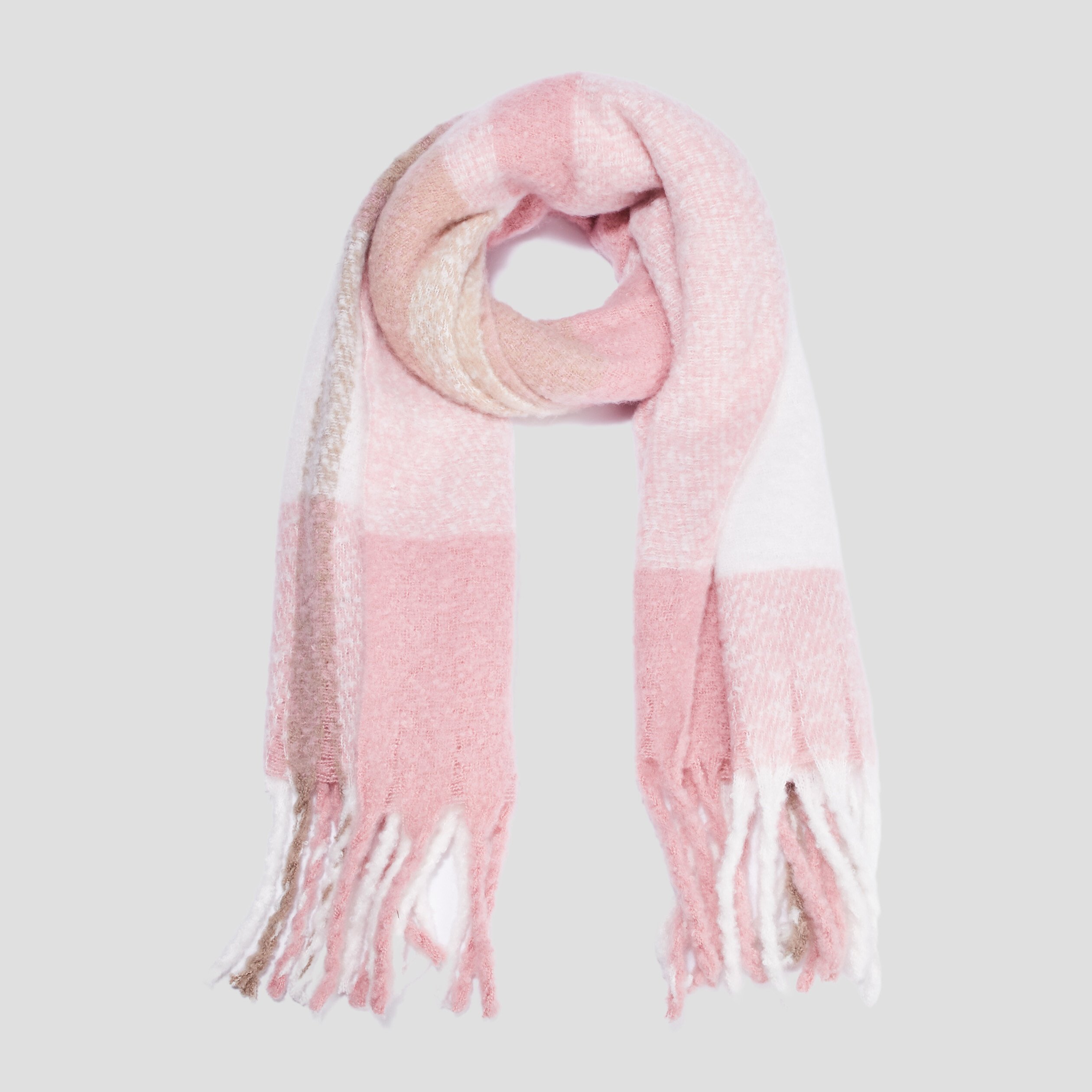 Écharpe à franges rose clair femme | La Halle