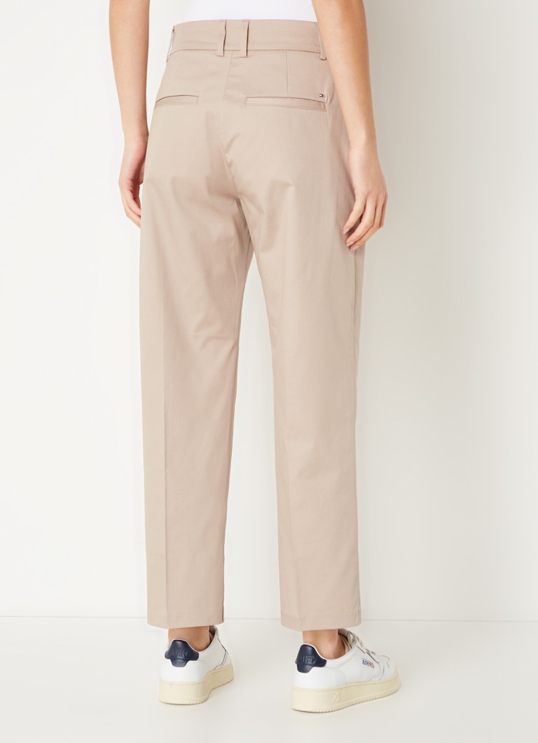Tommy Hilfiger chino hlače z visokim pasom in ravnim krojem iz mešanice liocella s stranskimi žepi