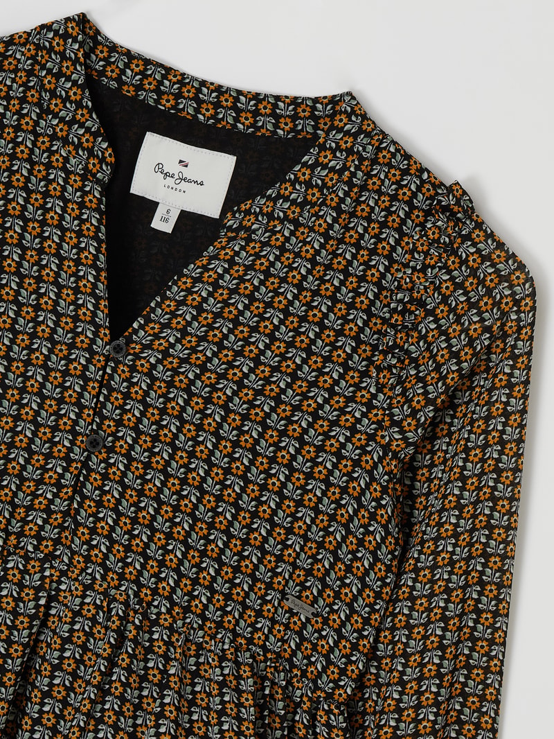 Kleid mit floralem Muster Modell 'Zaelia' in olivgrün